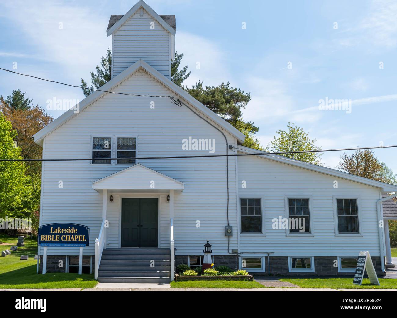 Die Lakeside Bible Chapel am Lakeside Drive in Beemus Point, New York, USA Stockfoto