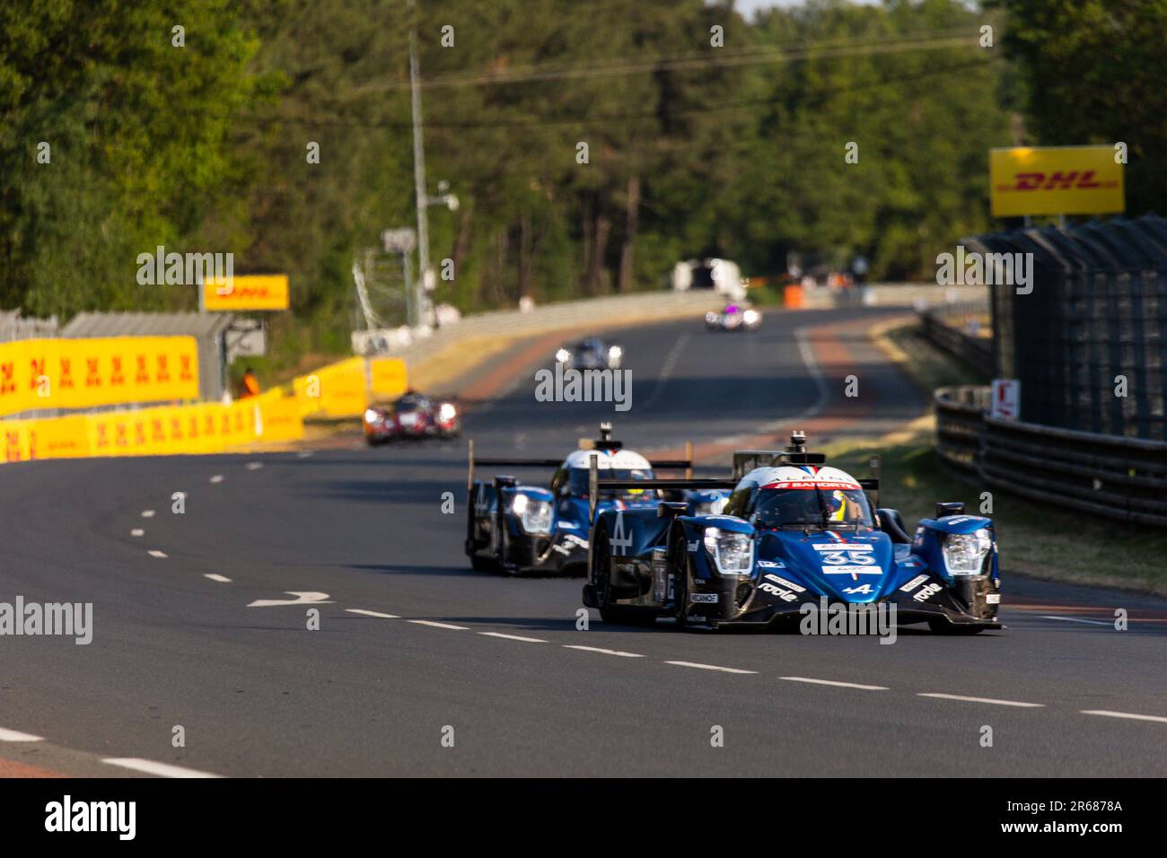 Le Mans, Frankreich. 07. Juni 2023. 35 NEGRAO André (BRA), ROJAS Memo (mex), CALDWELL Oliver (gbr), Alpine Elf Team, Oreca 07 - Gibson, 36 VAXIVIERE Matthieu (Fra), CANAL Julien (Fra), MILESI Charles (Fra), Alpine Elf Team, Oreca 07 - Gibson Aktion während der kostenlosen Übungen und Qualifikationssitzungen der 24 Stunden von Le Mans 2023 auf dem Circuit des 24 Heures du Mans am 7. Juni 2023 in Le Mans, Frankreich – Foto Damien Saulnier/DPPI Credit: DPPI Media/Alamy Live News Stockfoto