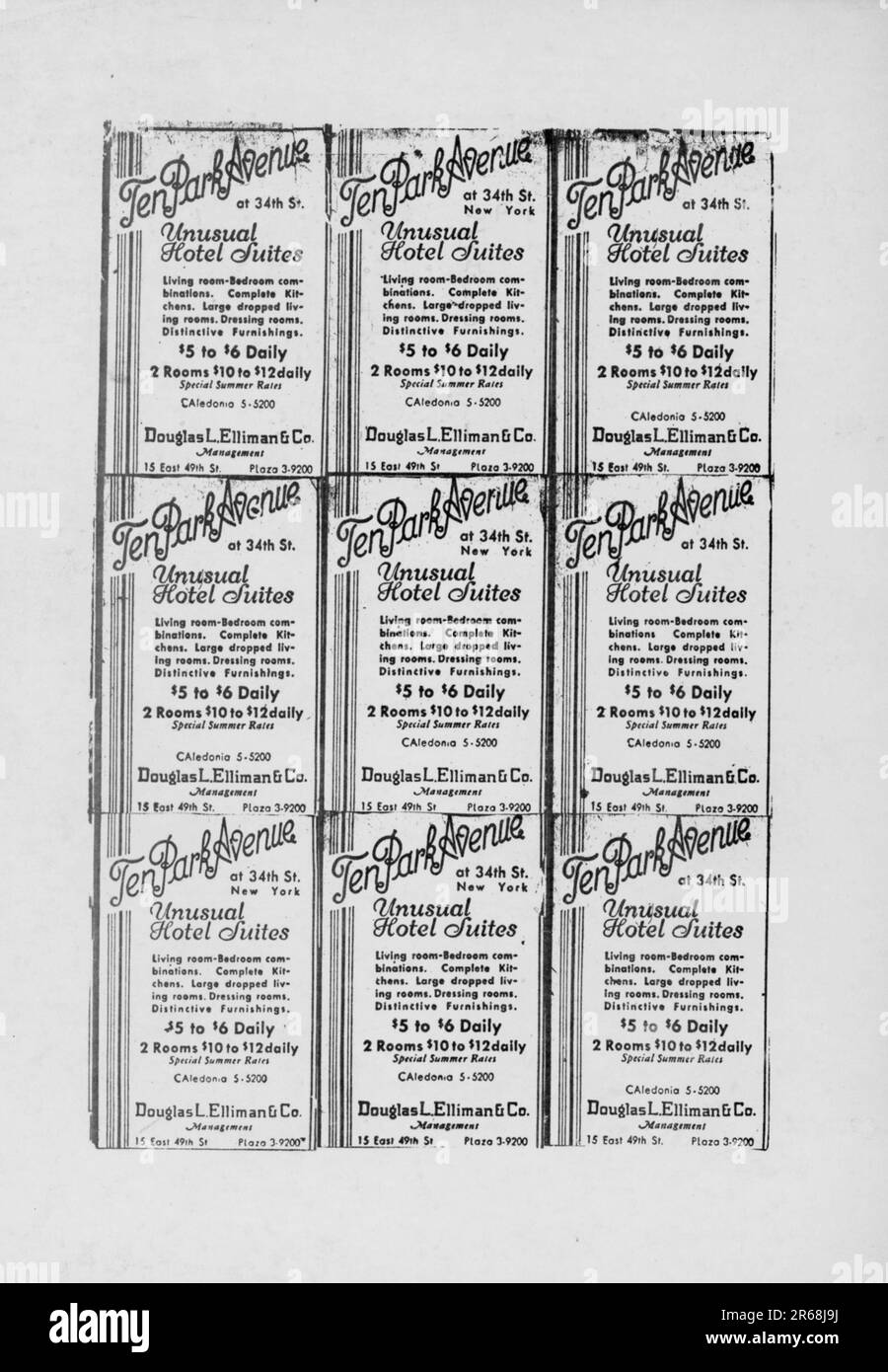 Informationsbroschüre zum Wohnhaus 10 Park, 1930er, New York City, USA Stockfoto