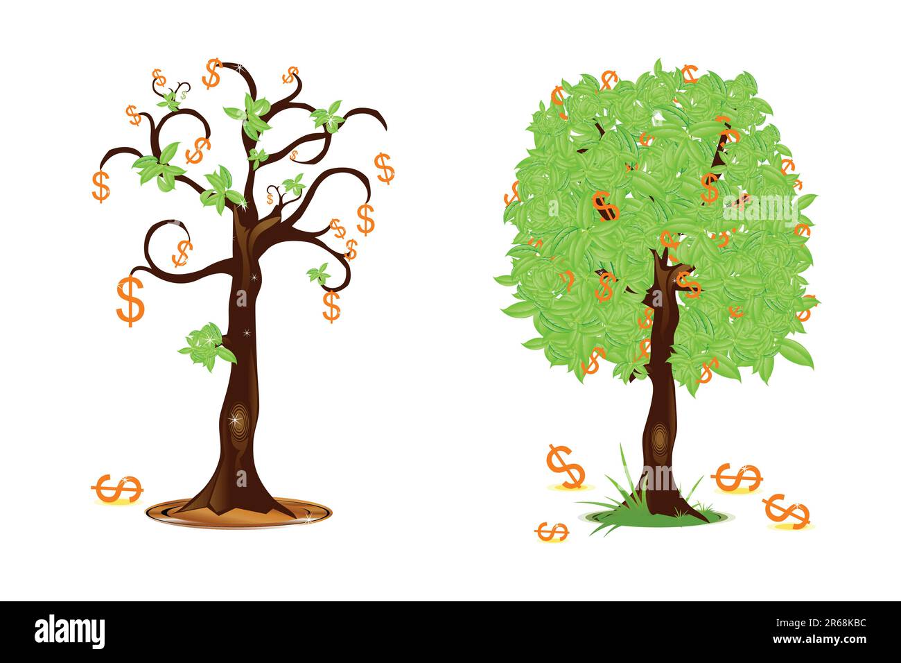 Illustration des Dollar Bäume zeigt Gewinn und Verlust Stock Vektor