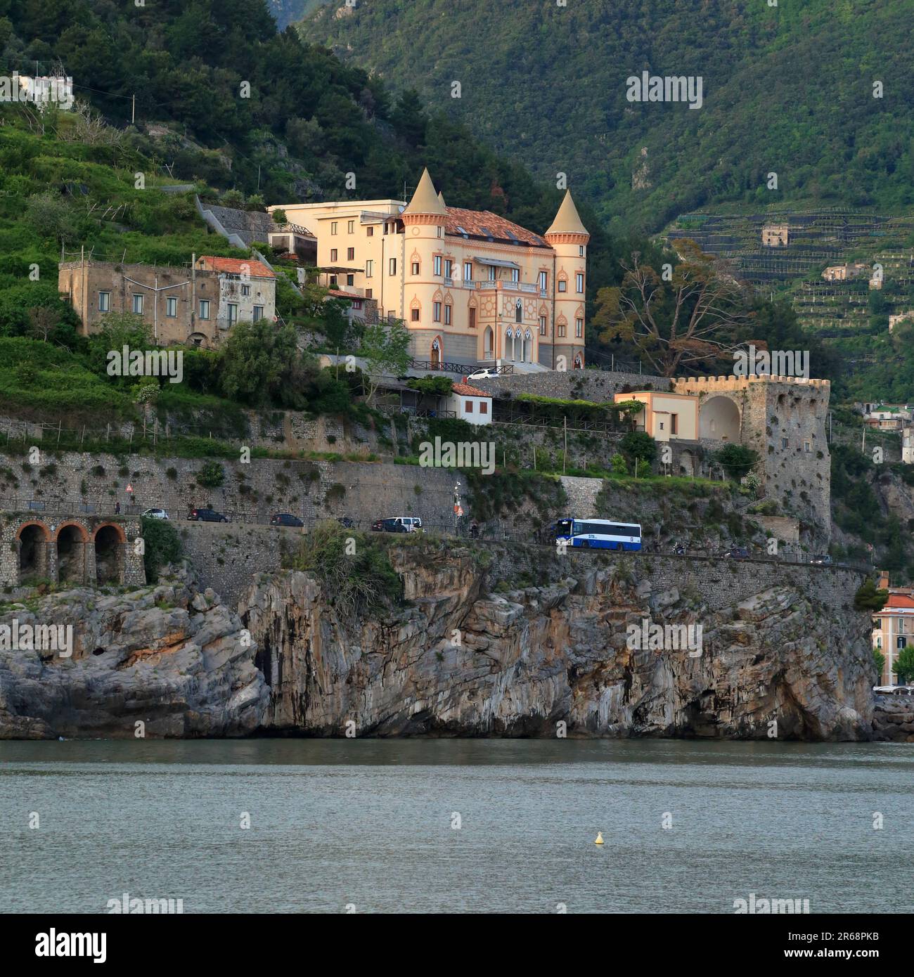 Schloss Mezzacapo, Maiori, Amalfiküste (Costiera amalfitana/Costa d'Amalfi) Stockfoto