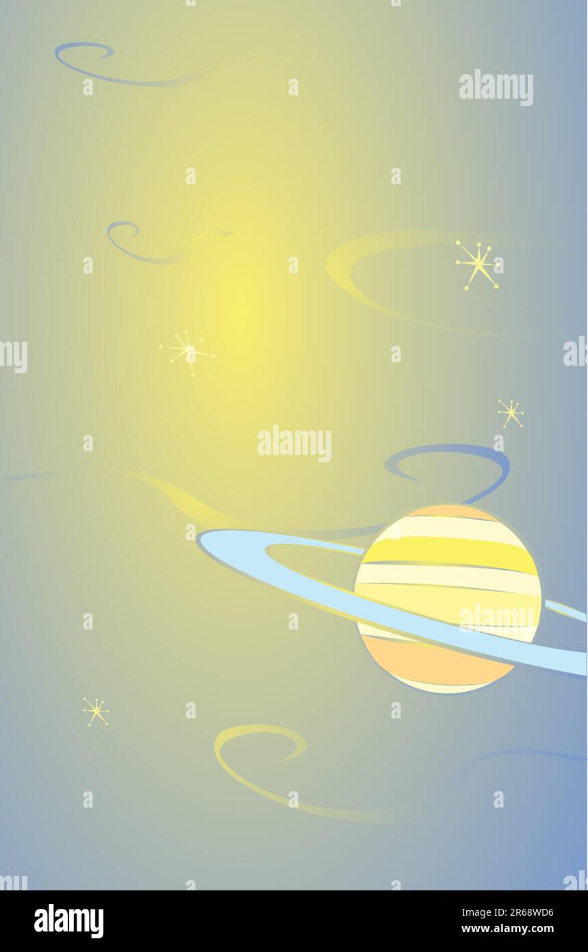 Retro-Stil Planeten Saturn im Raum schweben. Stock Vektor
