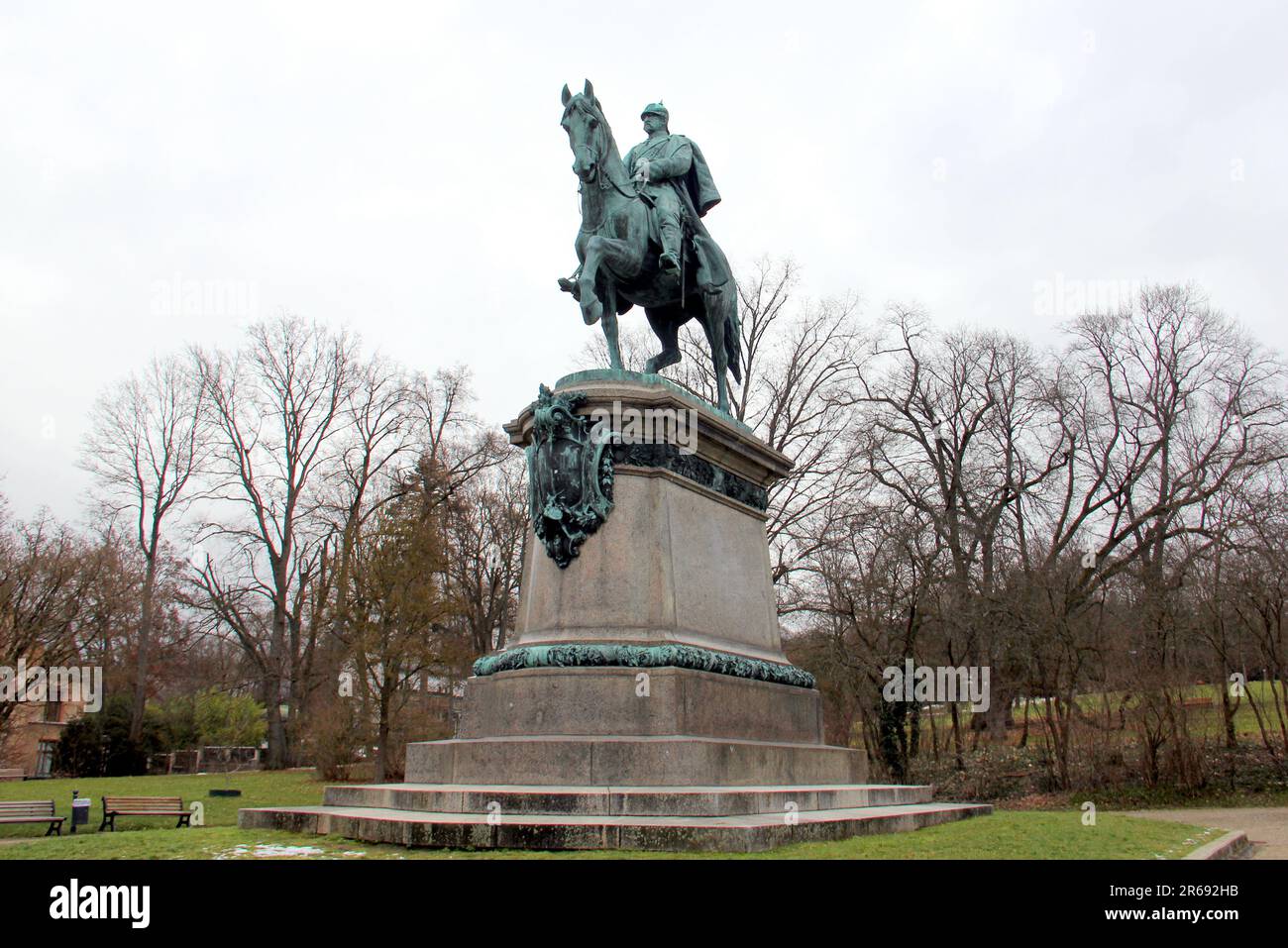 Reitdenkmal für Herzog August Ernst II im Hofgarten, Skulpturenwerk von Gustav Heinrich Eberlein, 1899 in Coburg, Deutschland geschaffen Stockfoto