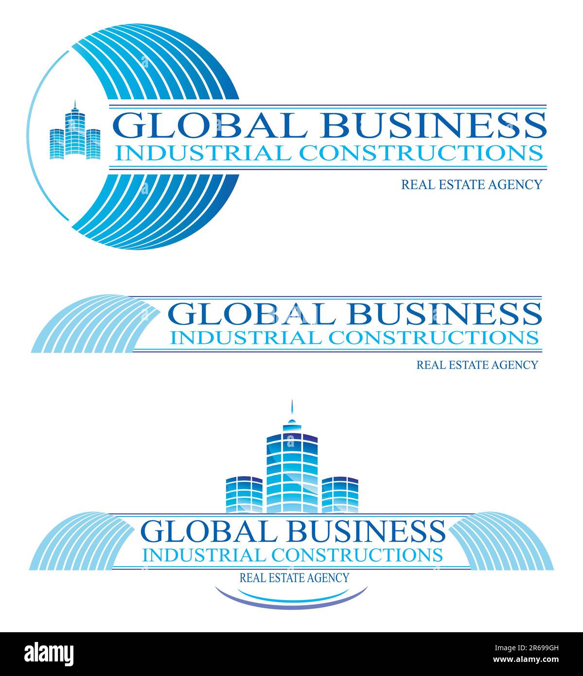 Designelemente und Symbole für Global Business and Constructions. Stock Vektor
