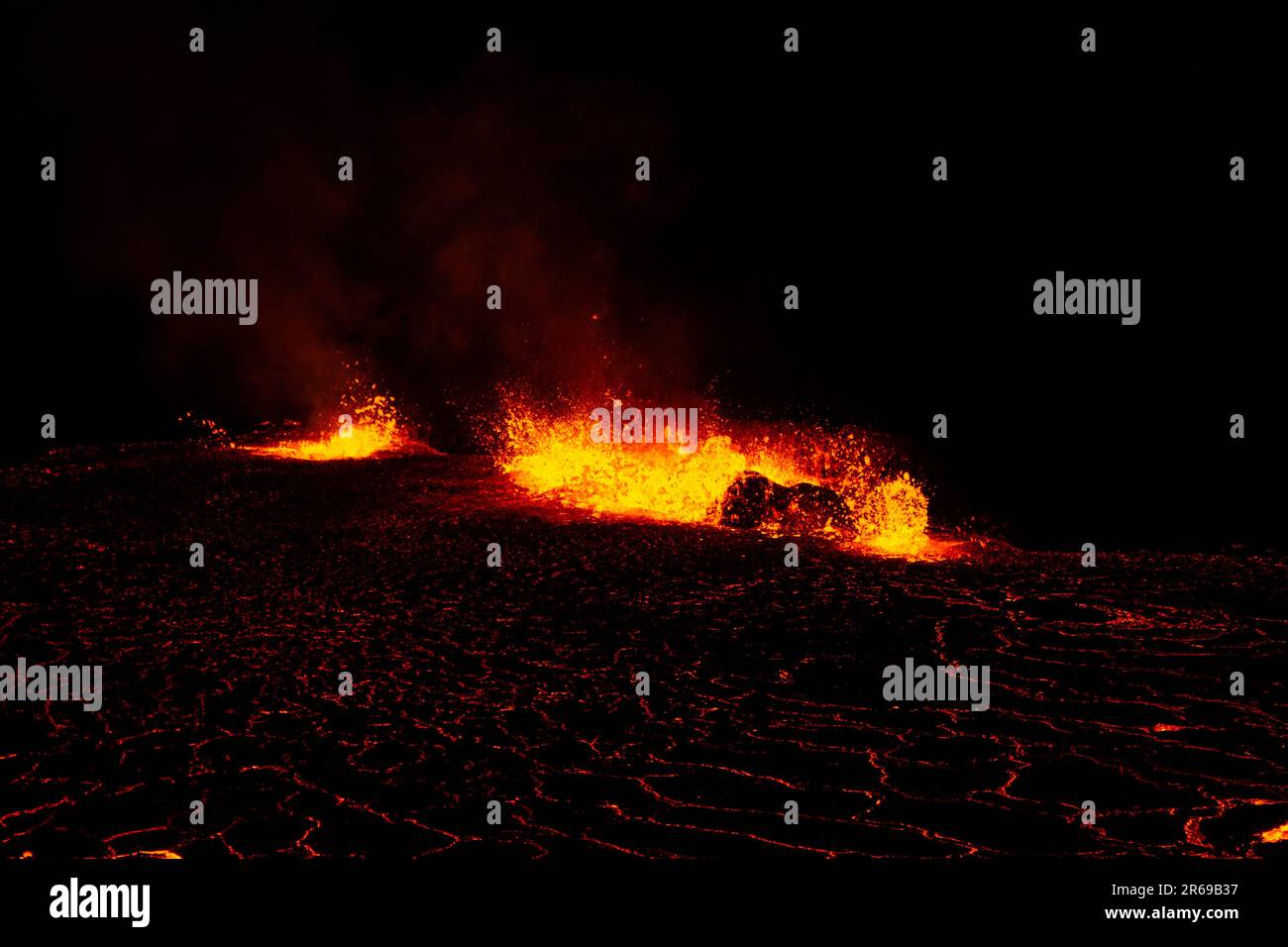 Fagradalsfjall Vulkan in Island. Hochwertiges Foto. Stockfoto