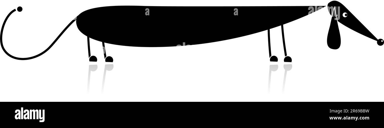 Lustige schwarzer Hund Silhouette für Ihr design Stock Vektor