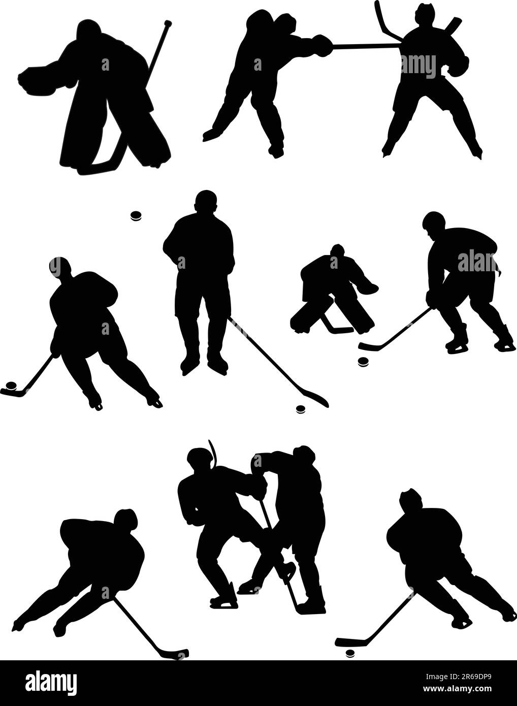 Kollektion von Hockeyspielersilhouetten - Vektor Stock Vektor