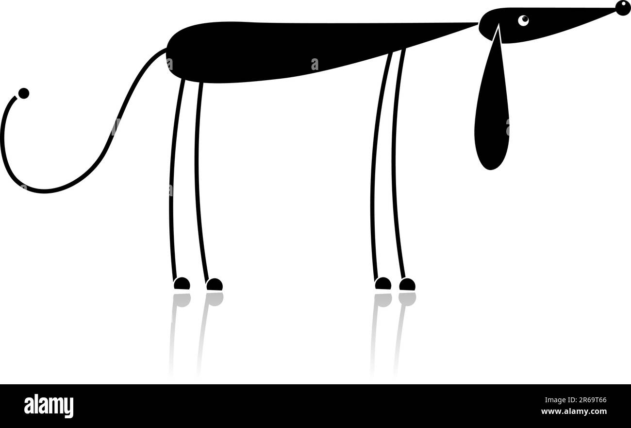 Lustige schwarzer Hund Silhouette für Ihr design Stock Vektor