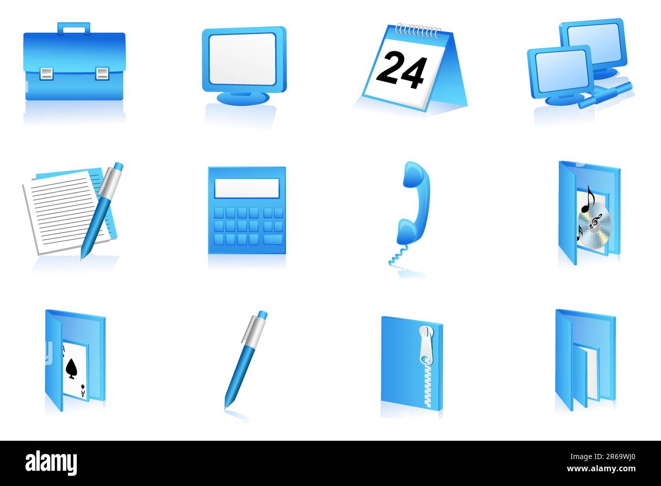 Illustration der Satz von Office-Symbole auf isolierte Hintergrund Stock Vektor