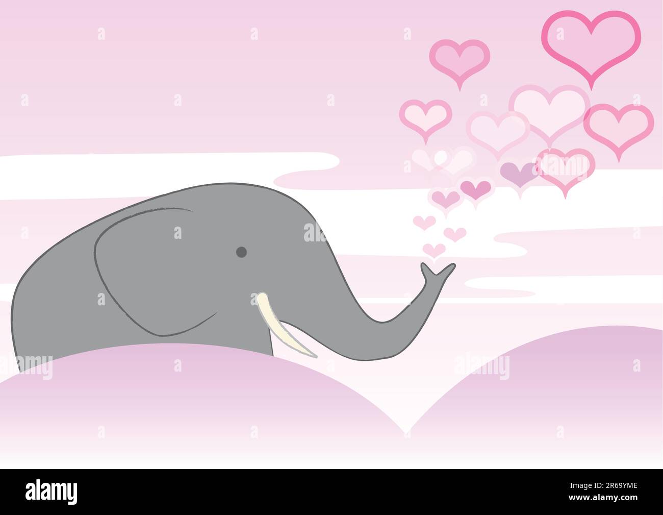 Ein Elefant ist verliebt und sprüht ein Herz Stock Vektor