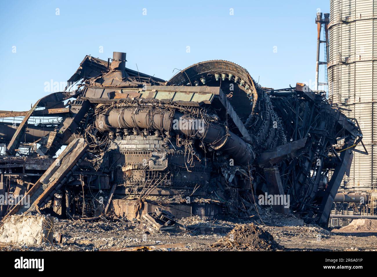 Redcar Blast Ofen After Demolition, ehemals Steel Works Site, Redcar, Cleveland, North Yorkshire Stockfoto