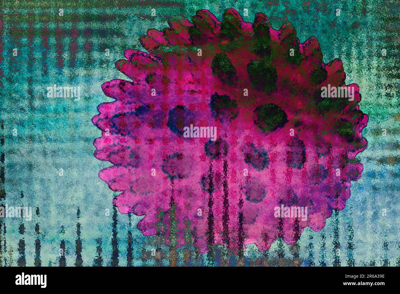 Virus Virus ist eine organische Struktur, Illustration, Naturwissenschaft, Biologie, Illustration, Naturwissenschaft, Biologie, abstrakte Kunst Stockfoto