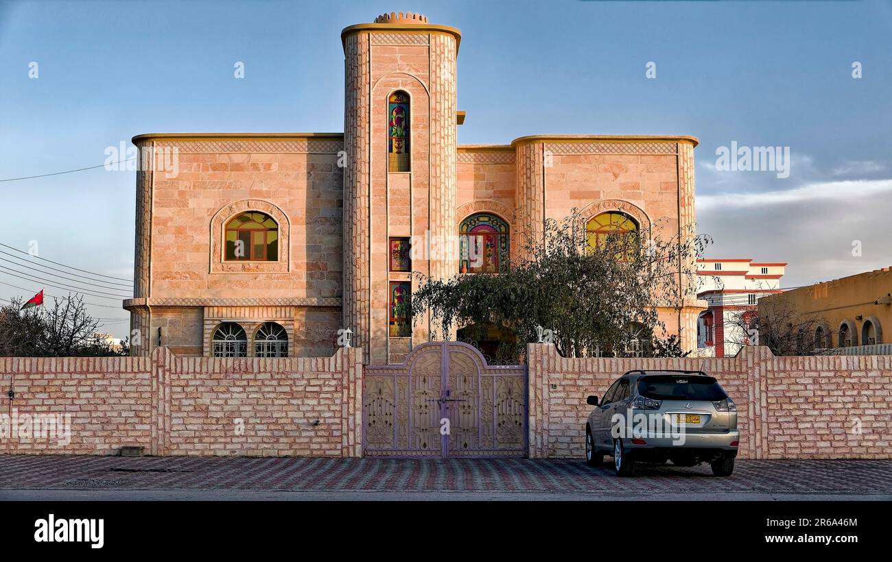 Traditionelles charakteristisches Familienhaus in Oman., Oman, Schlachten Stockfoto