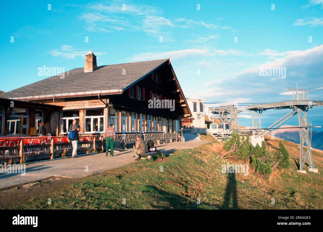 Bergstation am Niederhorn, Alpen, Schweiz, Berner Oberland, Europa, Querformat, horizontal Stockfoto