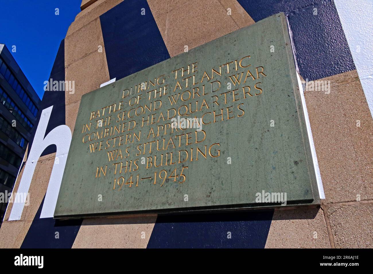 WESTERN Approaches Plaque at Exchange Flags, 1-3 Rumford St, Liverpool , Merseyside, England, UK, L2 8SZ Stockfoto