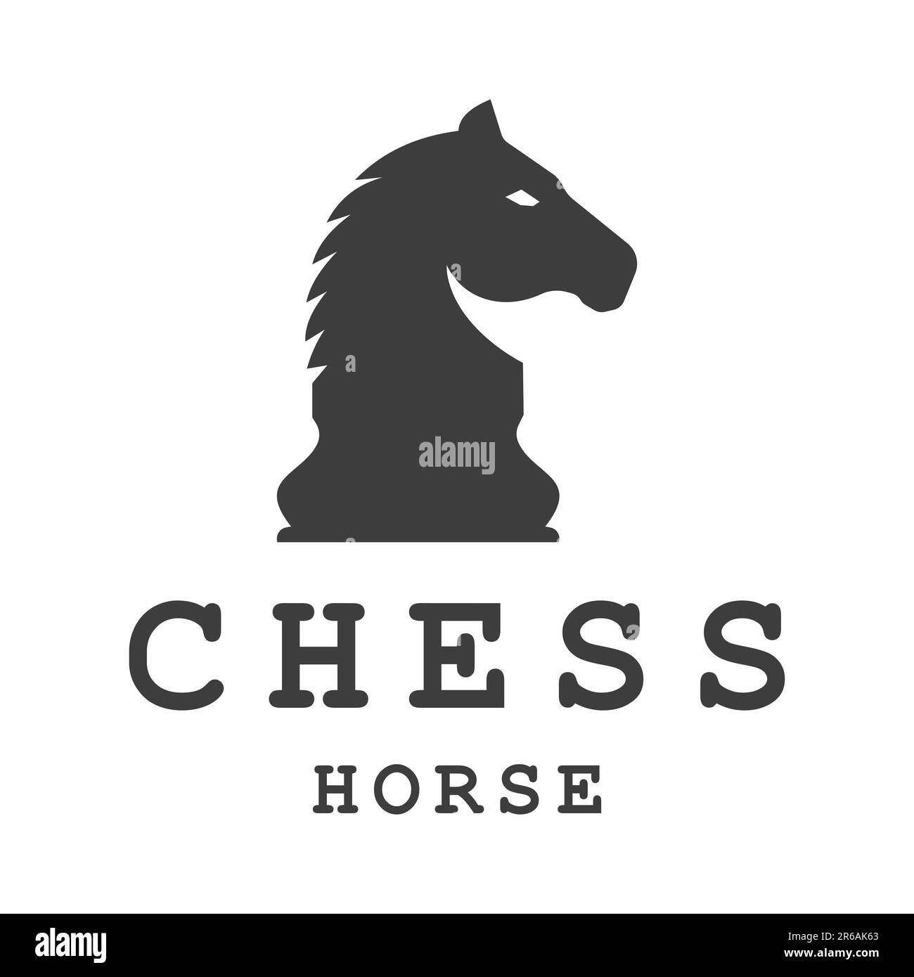 Schwarzes Schachteil – „Pferde-Ritter-Stallion“-Logo-Silhouette. Vorlage für minimalistisches Design Stock Vektor