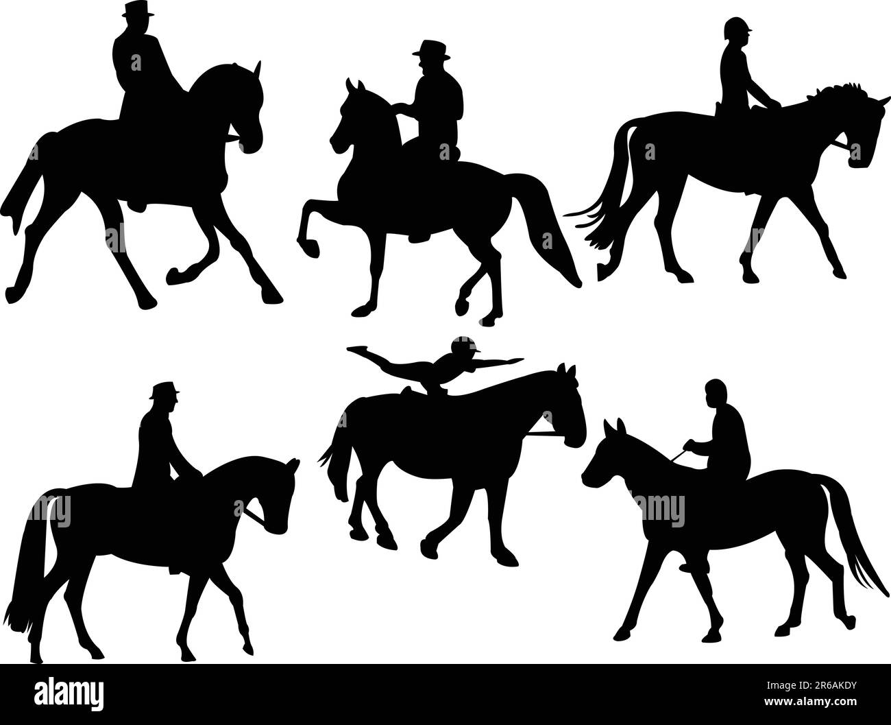 Jockey-Silhouetten-Sammlung - Vektor Stock Vektor