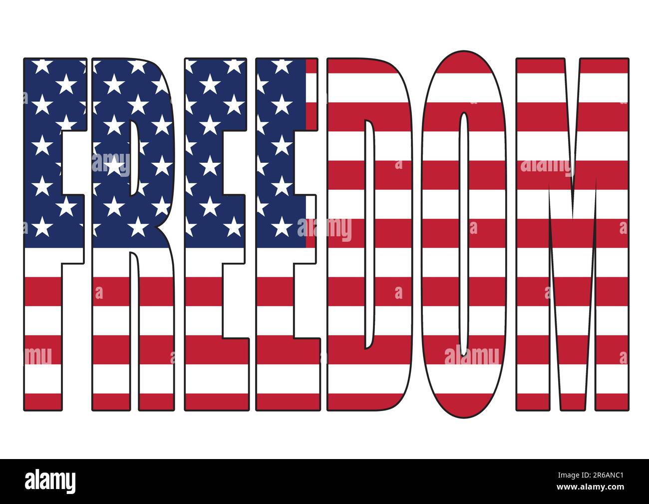 Typographie der Freiheit mit US-Flagge Stock Vektor