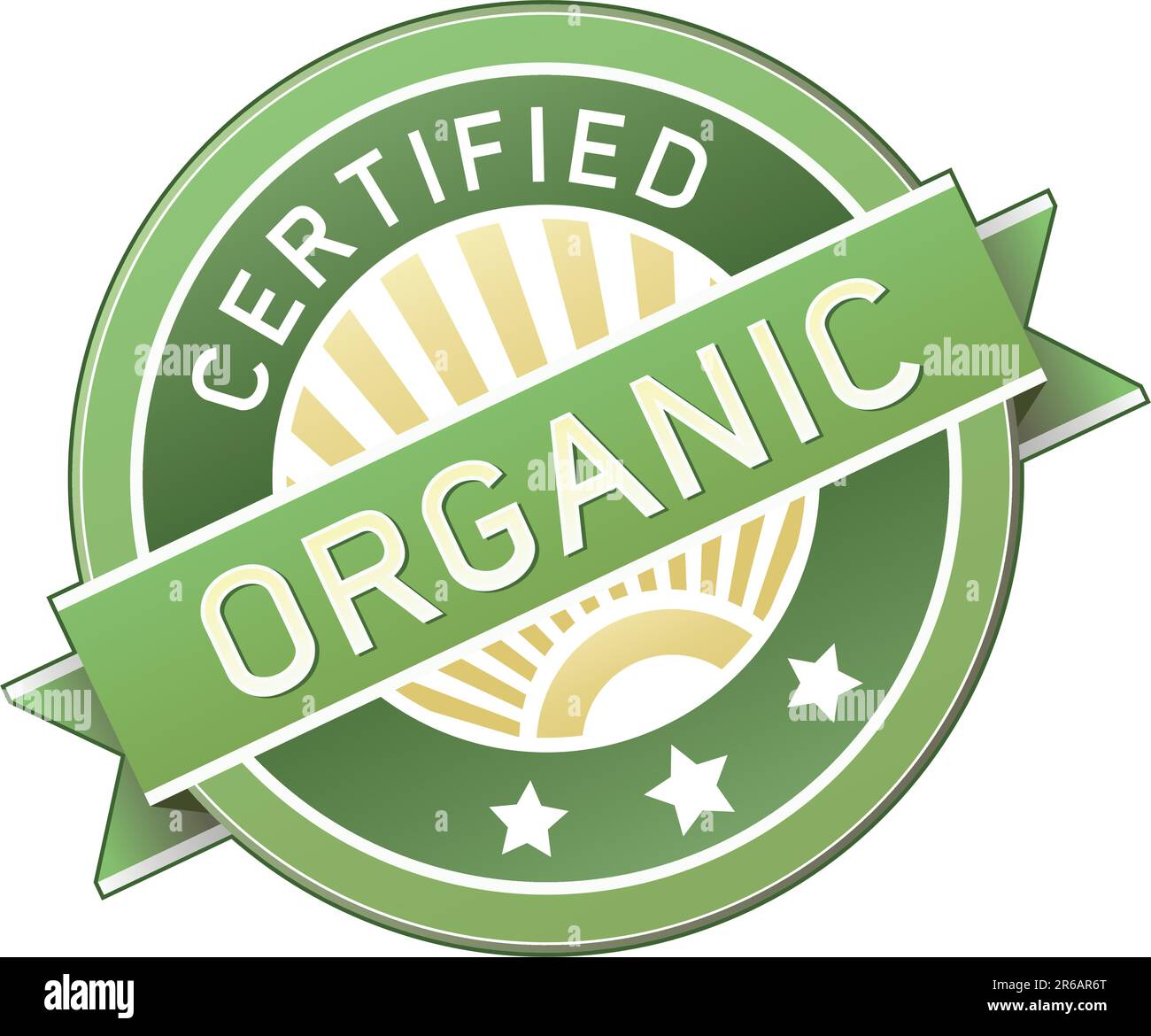 Zertifiziertes Etikett oder Aufkleber für Bio-Lebensmittel zur Verwendung auf Websites, Verpackungen oder Druckmaterialien Stock Vektor