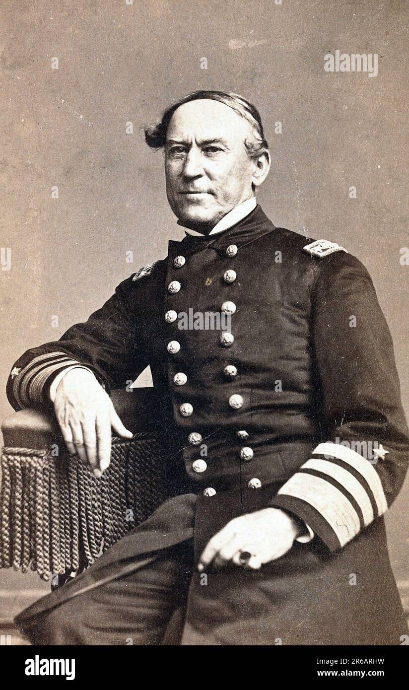 David Glasgow Farragut, Glascoe (5. Juli 1801-14. August 1870) war ein Flaggenoffizier der US-Marine während des Amerikanischen Bürgerkriegs, Historisch, digital restaurierte Reproduktion von einer Vorlage aus dem 19. Jahrhundert / David Glasgow Farragut, Glascoe (5. Juli 1801 bis 14. August 1870) war ein Flaggenoffizier in den USA Navy während des Amerikanischen Bürgerkriegs, historische, digital restaurierte Reproduktion eines Originals aus dem 19. Jahrhundert Stockfoto