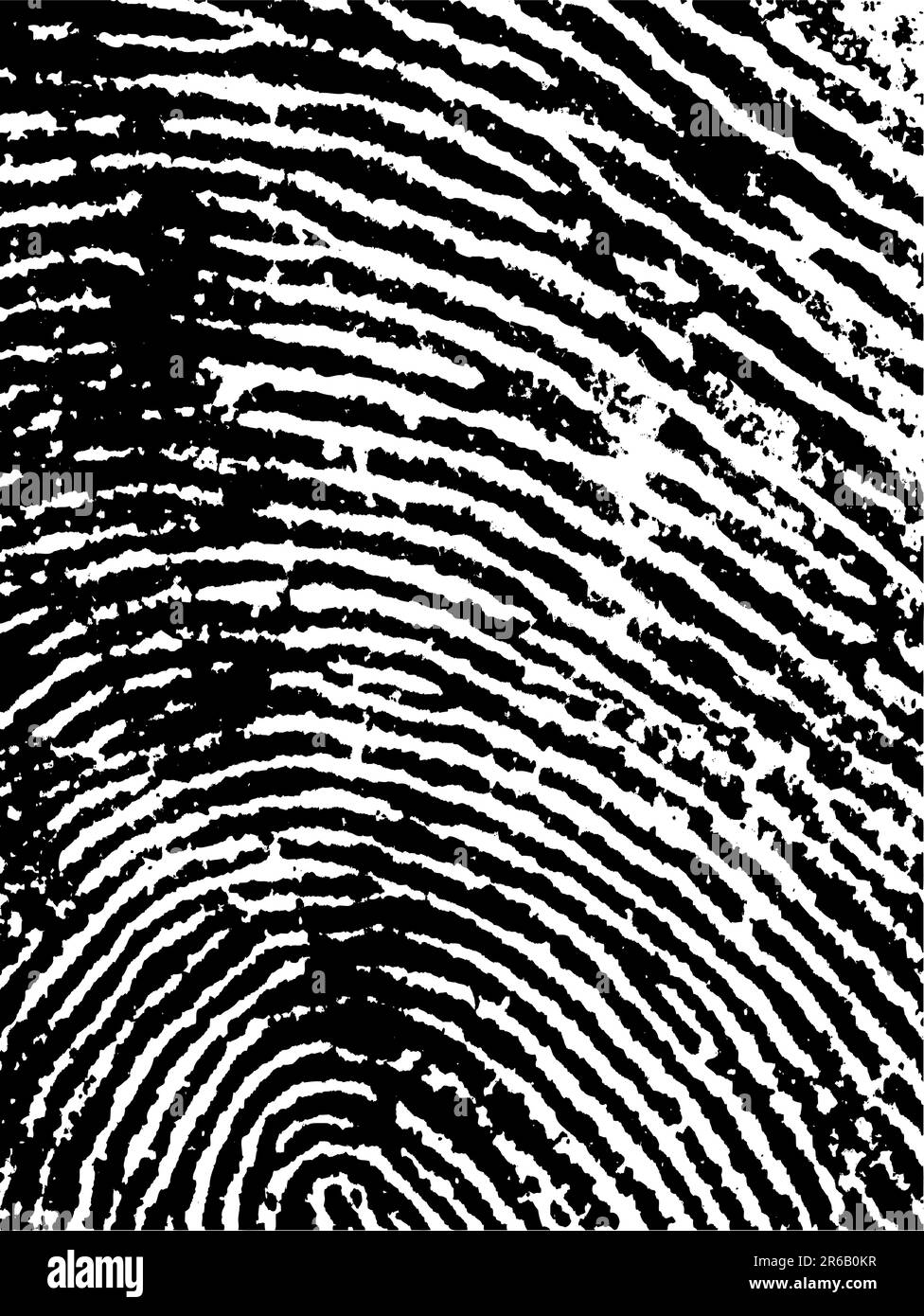 Schwarzweiß-Vektor-Fingerabdruck zuschneiden - sehr präzise gescannt und nachverfolgt (Vektor ist transparent, sodass er auf anderen Bildern, Vektoren usw. überlagert werden kann) Stock Vektor