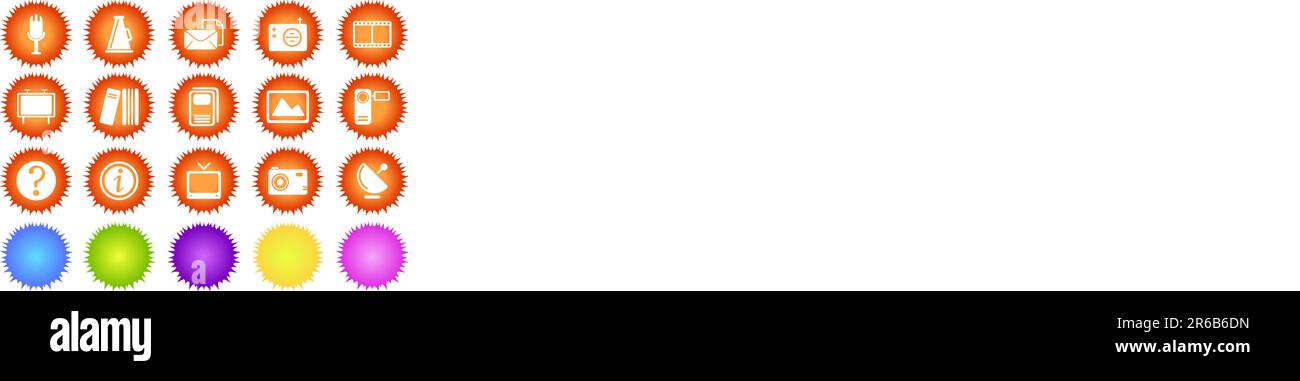 vektormedien- und Veröffentlichungssymbole Sun-Serie Stock Vektor