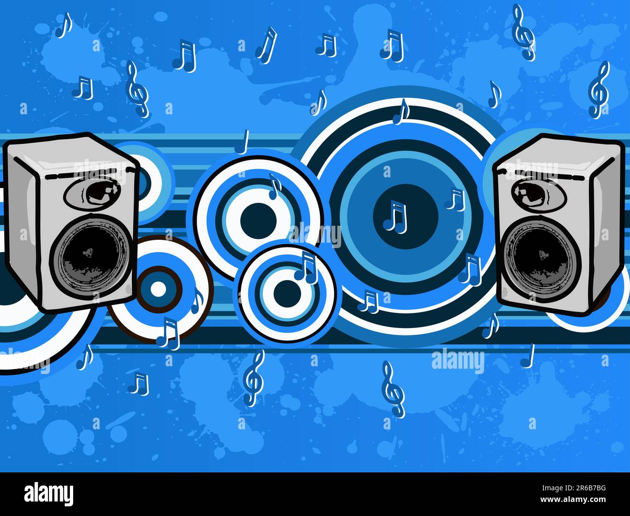 Music Blues – Lautsprecher und Noten (Vektorgrafik) Stock Vektor
