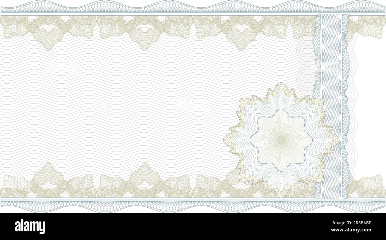 Klassische Guilloche-Grenze für Diplom oder Zeugnis. A4-/CMYK-Ebenen werden getrennt! Stock Vektor
