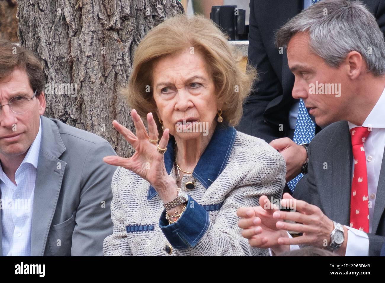 Königin Sofia von Spanien während ihres Besuchs im Zoo Aquarium in Madrid. Die Queen Sofia Foundation und das Madrid Zoo Aquarium arbeiten zusammen, um das Bewusstsein für die Erhaltung der biologischen Vielfalt der Meere zu schärfen (Foto von Atilano Garcia / SOPA Images/Sipa USA) Stockfoto