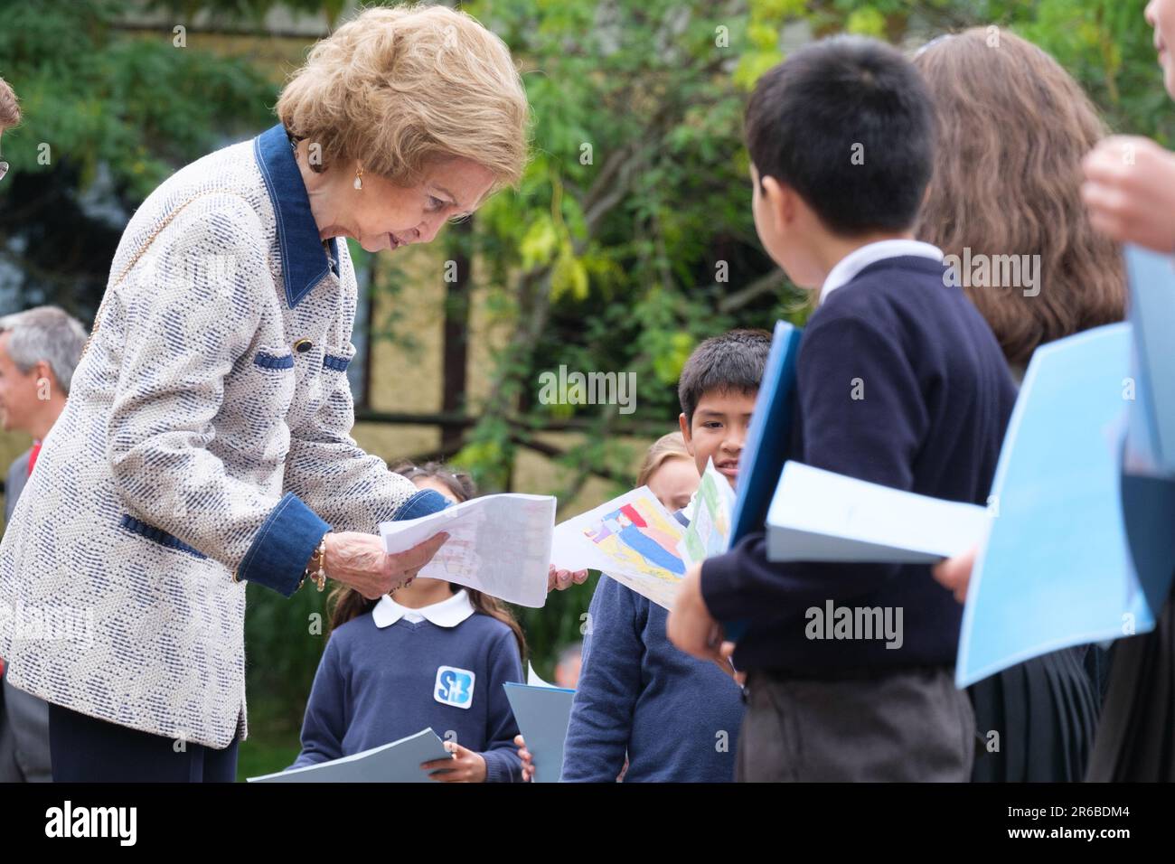 Königin Sofia von Spanien während ihres Besuchs im Zoo Aquarium in Madrid. Die Queen Sofia Foundation und das Madrid Zoo Aquarium arbeiten zusammen, um das Bewusstsein für die Erhaltung der biologischen Vielfalt der Meere zu schärfen (Foto von Atilano Garcia / SOPA Images/Sipa USA) Stockfoto
