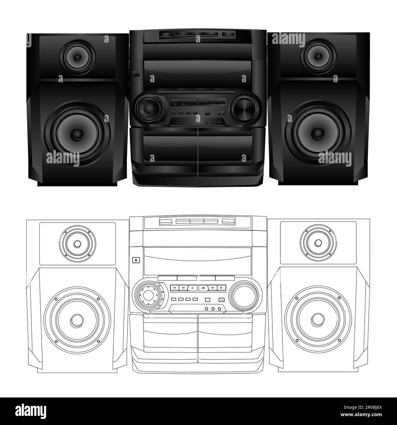 Vektorisoliertes Bild der Boombox. Stock Vektor