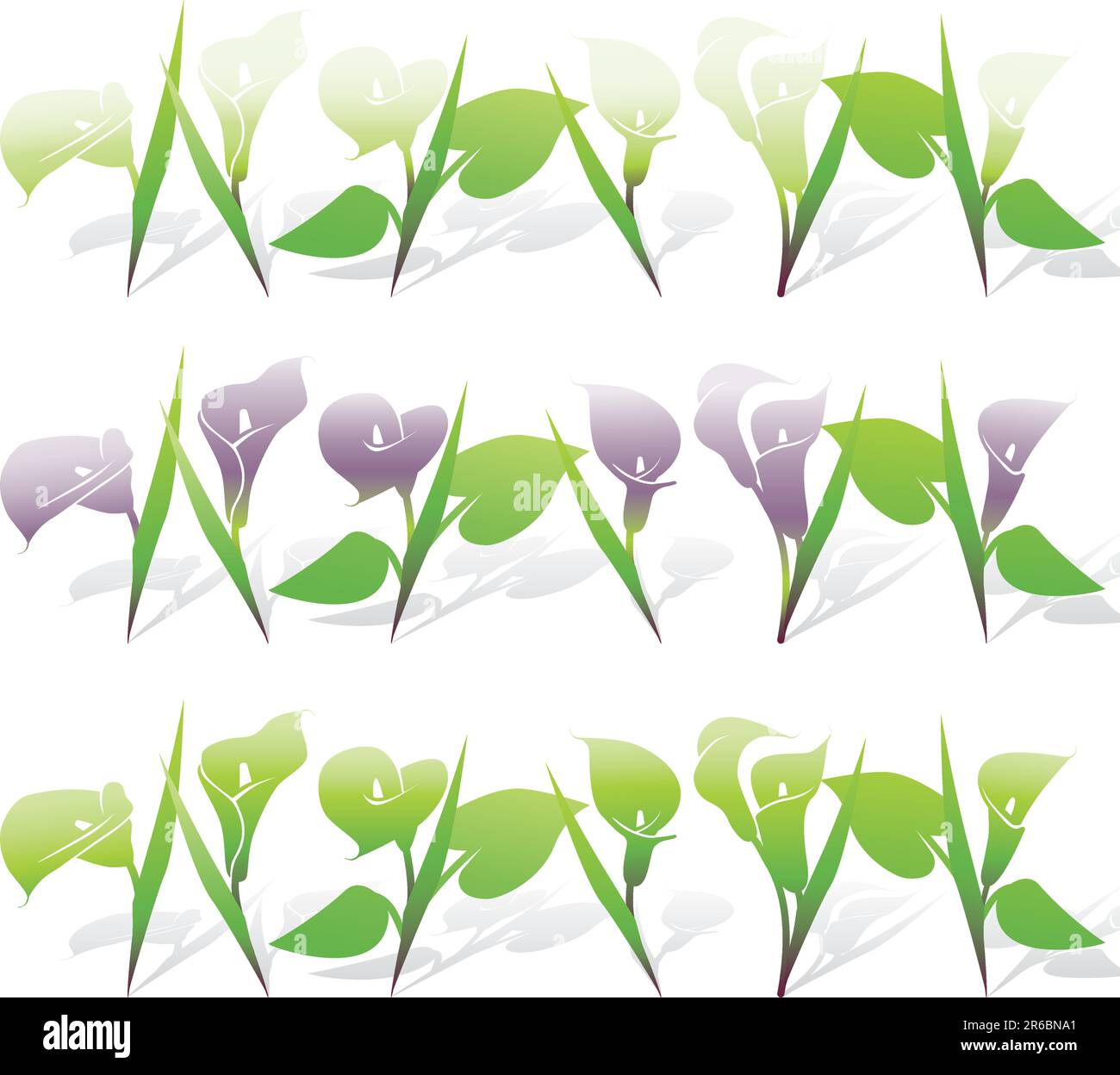 Calla Lily Icons in 3 stilvollen Farben mit einem gegossenen Schatten. Einfache Bearbeitung von Layered-Dateien. Stock Vektor