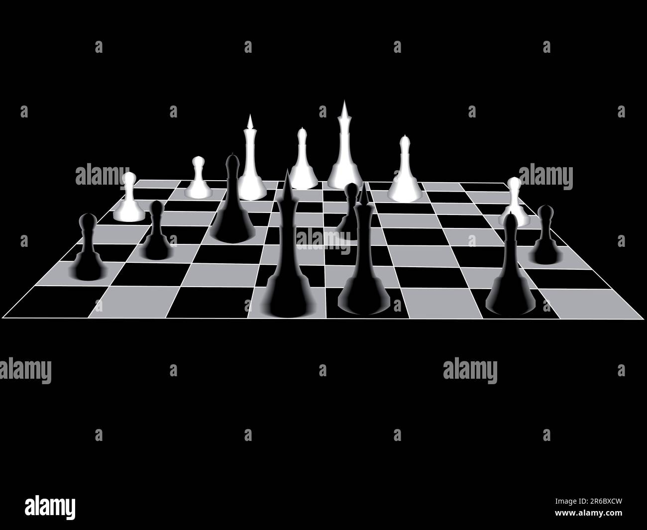 Schach ist schwarz, ein Whiteboard mit langfristigen Figuren Stock Vektor