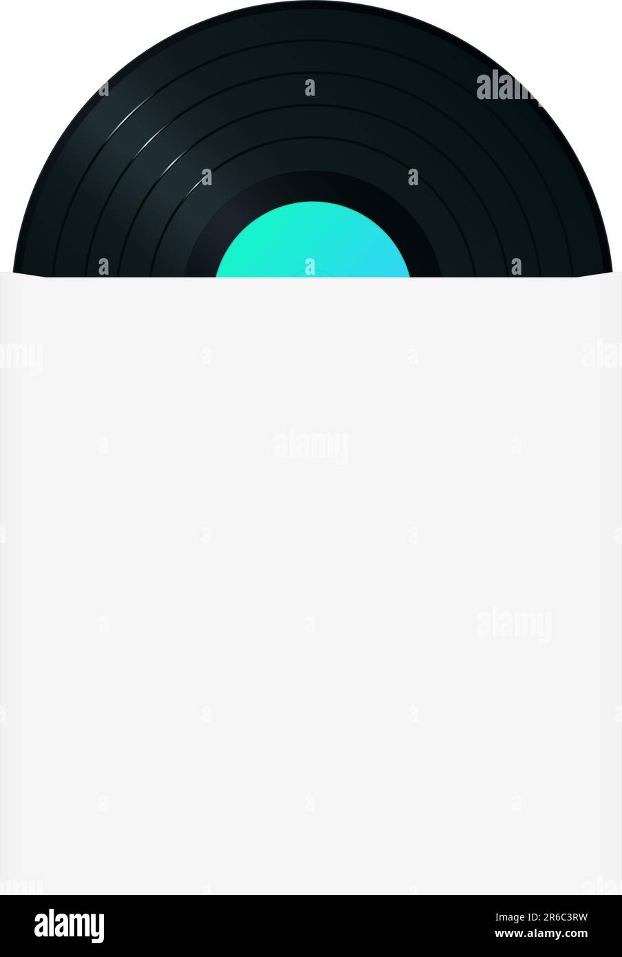 Gramophon-Schallplatte im Ärmel (Rückseite). Hochdetaillierte Vektorgrafiken. Stock Vektor