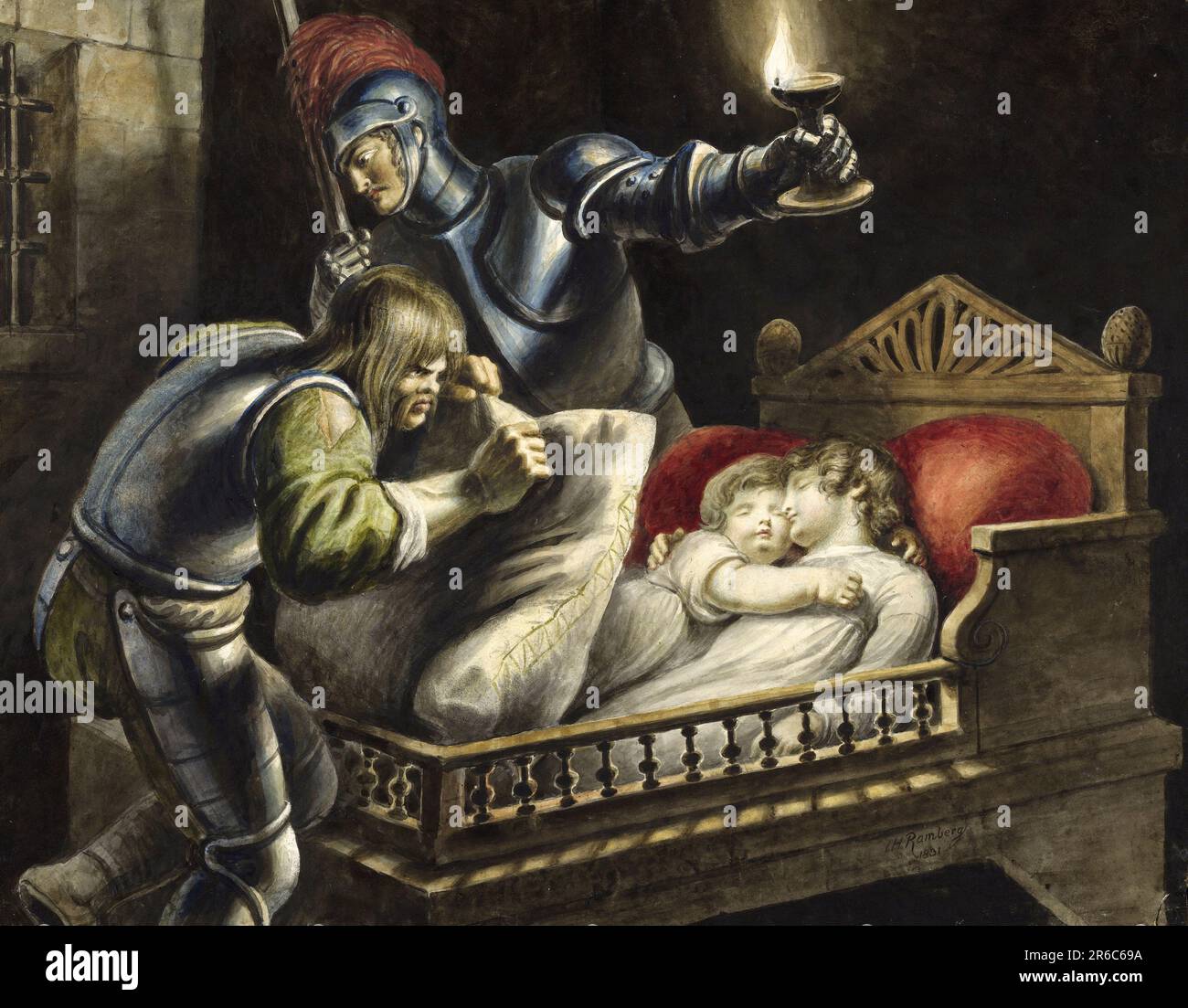 König Richard IV., Ermordung der Prinzen im Turm, Turm, Gemälde von Johann Heinrich Ramberg, historische, digital restaurierte Reproduktion eines Originals aus dem 19. Jahrhundert / König Richard IV., Mord an den Prinzen im Turm, Turm, Gemälde von Johann Heinrich Ramberg, Historisch, Digitale Restaurierte Reproduktion von einer Vorlage aus dem 19. Hundert Stockfoto