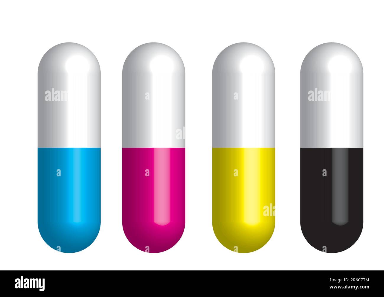 Medizinische Kapsel CMYK-Farbdruck 3D-Logo Druckmedien Logo-Illustration Stock Vektor