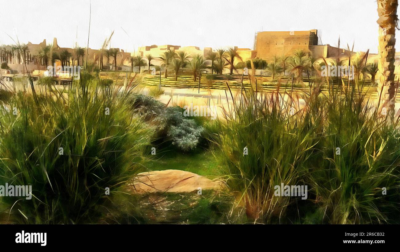 Eine Illustration der traditionellen arabischen Stadt, in Saudi-arabien, Aldereya Gegend in Riad Stadt. Stockfoto