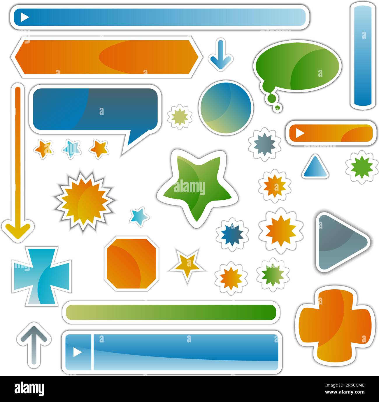 Satz von mehreren Web-Beschriftungen und Symbole. Stock Vektor