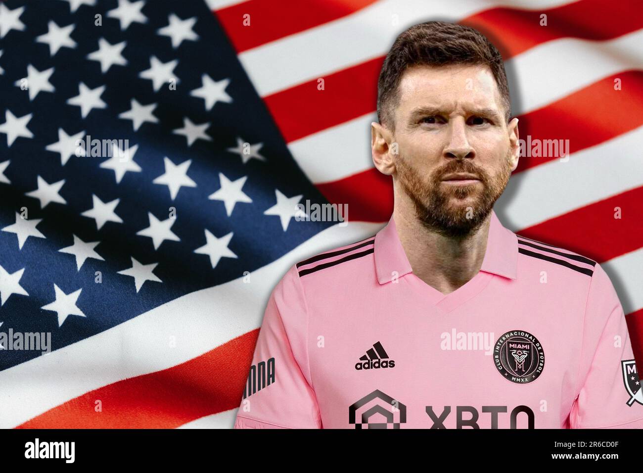 Lionel Messi mit dem Inter Miami Trikot und der USFlagge Stockfotografie Alamy