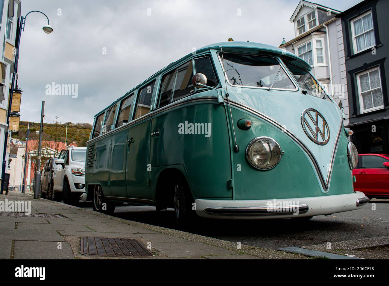 Volkswagen Campervan, Aberystwyth, Ceredigion, Wales Stockfoto