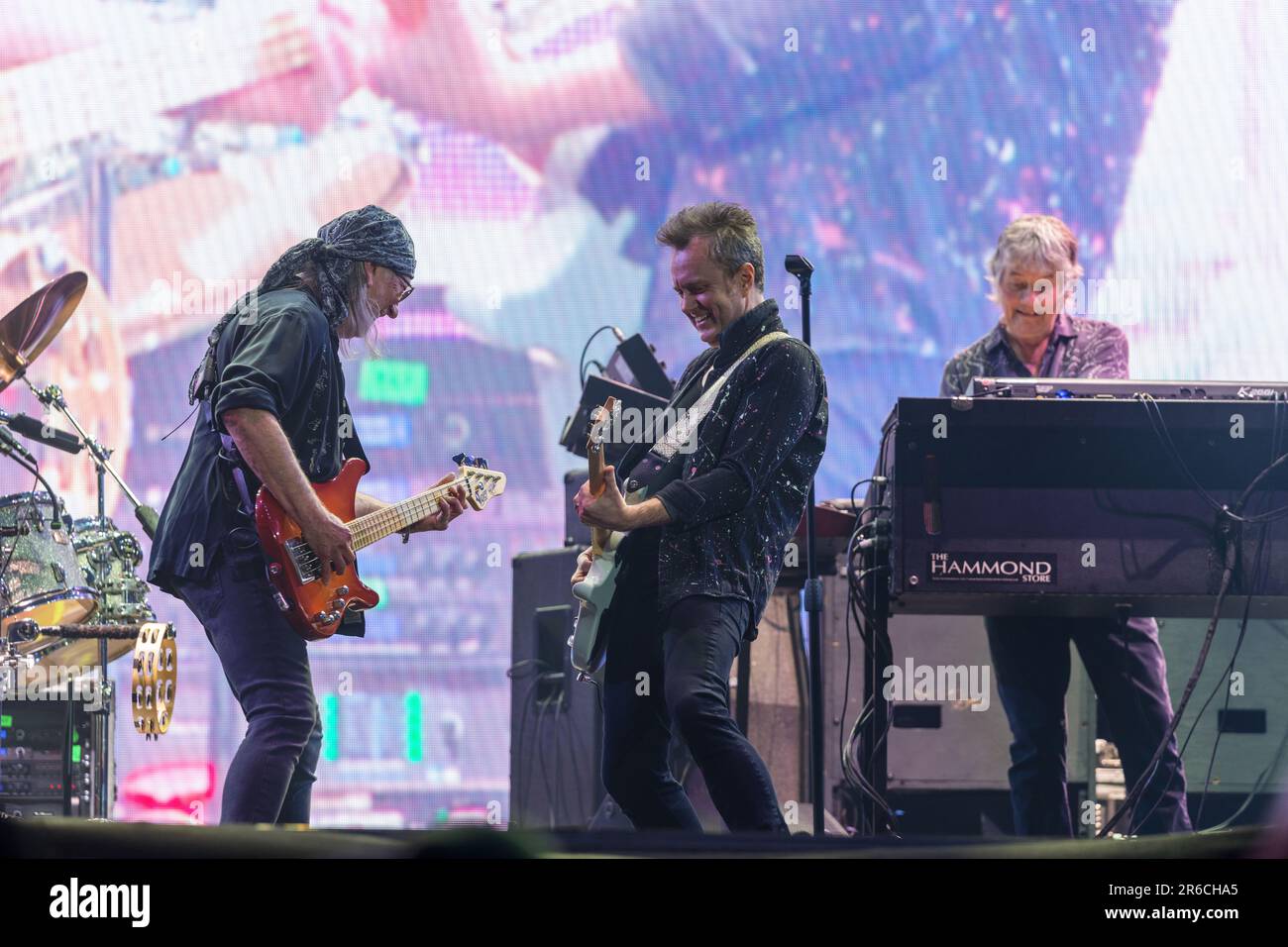 Solvesborg, Schweden, 8. Juni, 2023. Tag 2 Deep Purple (GB) tritt beim Sweden Rock Festival auf. Roger Glover - Bass Simon McBride - Gitarre Don Airey - Keyboard Credit: PEO Mšller/Alamy Live News Stockfoto