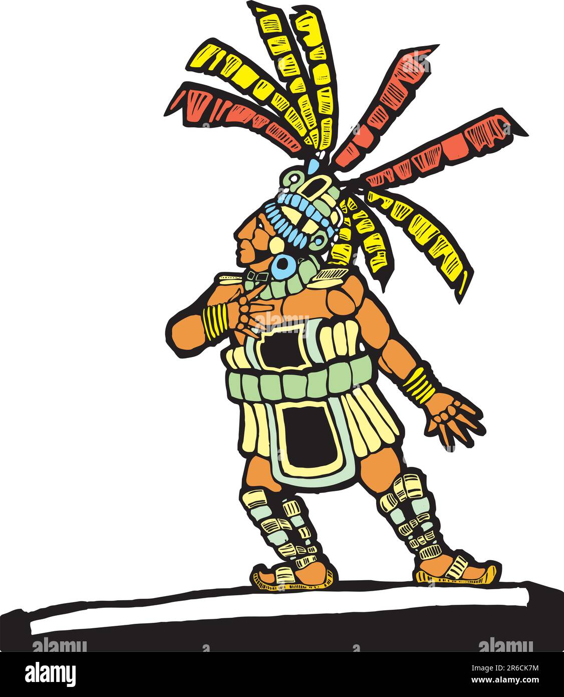 Maya-Ballspieler nach mesoamerikanischen Keramik und Tempel Bilder entworfen. Stock Vektor