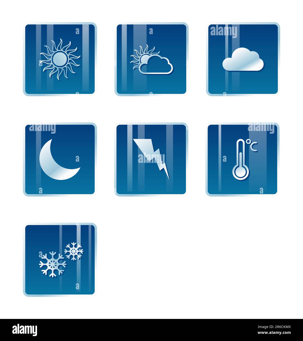Wettervektorsymbole, Mond, Sonne, Wolken Stock Vektor