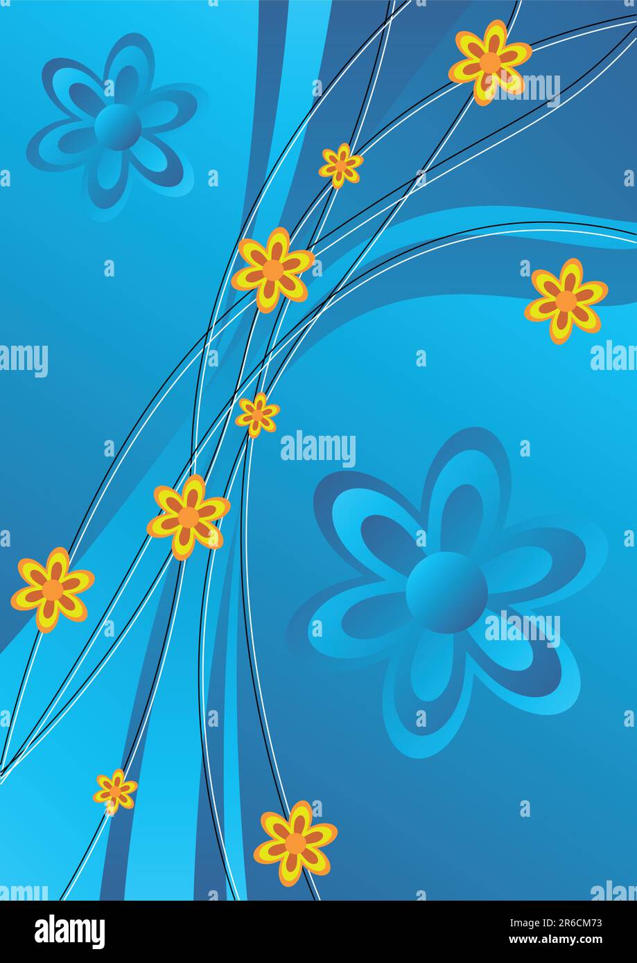 Blütenmotiv in Blautönen, das an die Frühlingszeit erinnert Stock Vektor