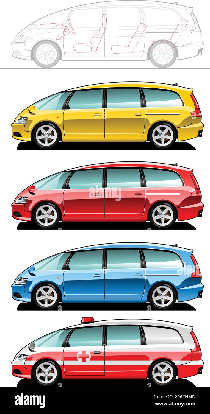 minivan - Teil meiner Kollektionen von Karosserieformen. Nur einfache Verläufe - kein Verlaufsgitter. Stock Vektor