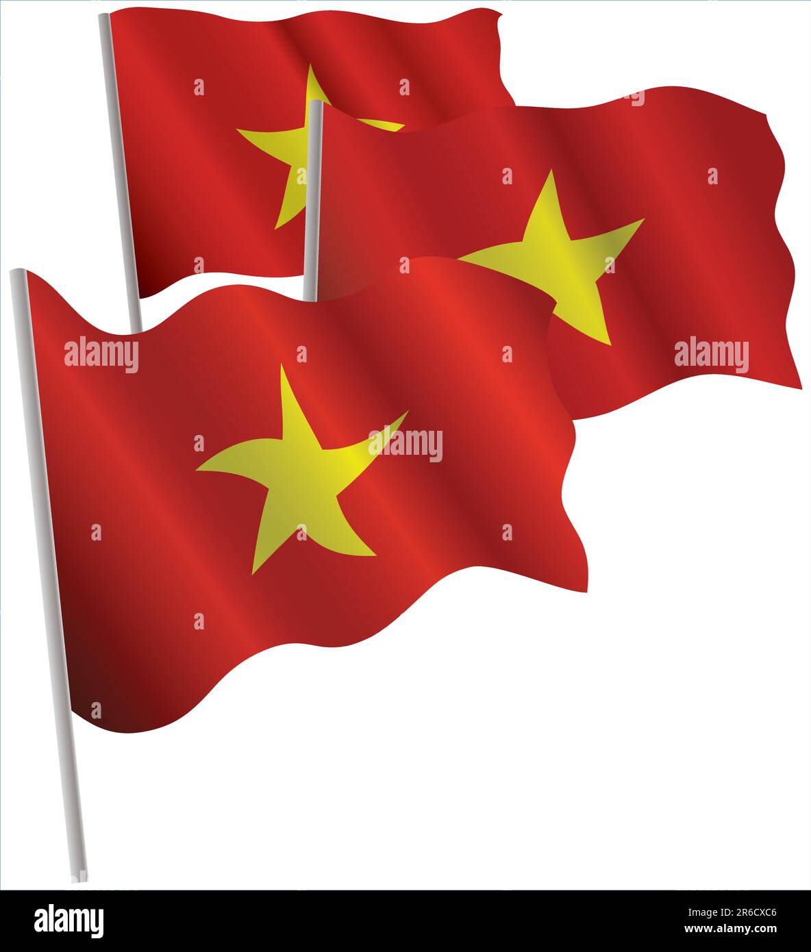 Flagge der Sozialistischen Republik Vietnam 3D. Vektordarstellung. Isoliert auf weiß. Stock Vektor