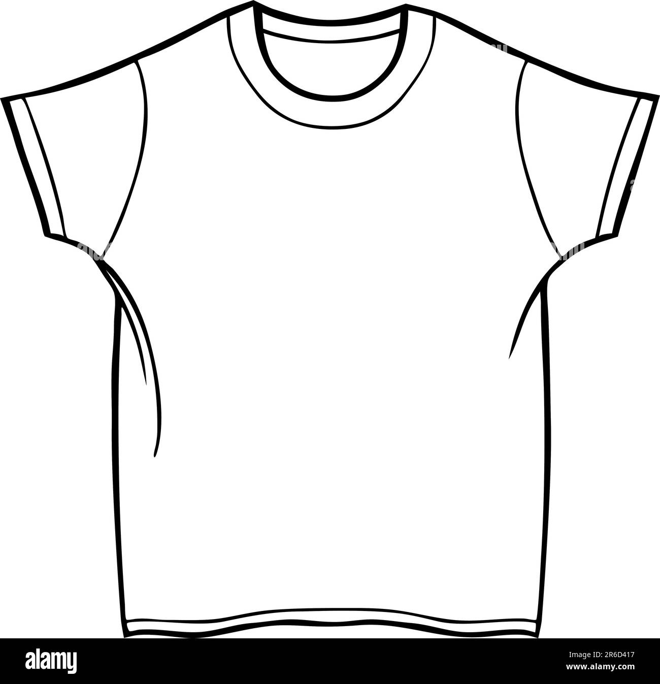 Kleidung Linie Kunst - T-shirt - schwarz / weiß. Stock Vektor