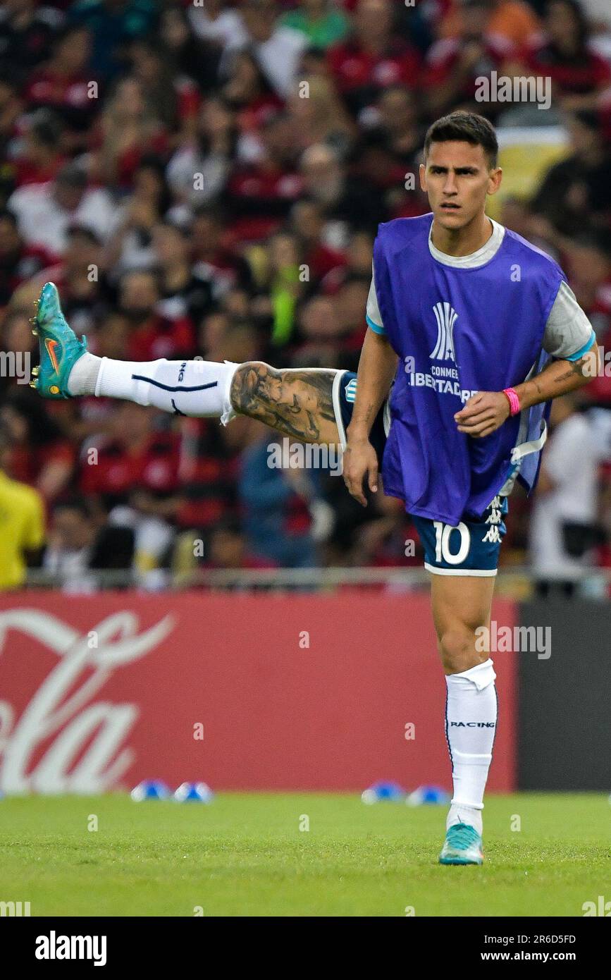 Rio de Janeiro, Brasilien. 08. Juni 2023. Matias Rojas von Racing beim Aufwärmen vor dem Spiel zwischen Flamengo und Racing für die 5. Runde der Copa CONMEBOL Libertadores 2023 im Maracana Stadium am 08. Juni in Rio de Janeiro, Brasilien. Foto: Marcello Dias/DiaEsportivo/Alamy Live News Kredit: DiaEsportivo/Alamy Live News Stockfoto