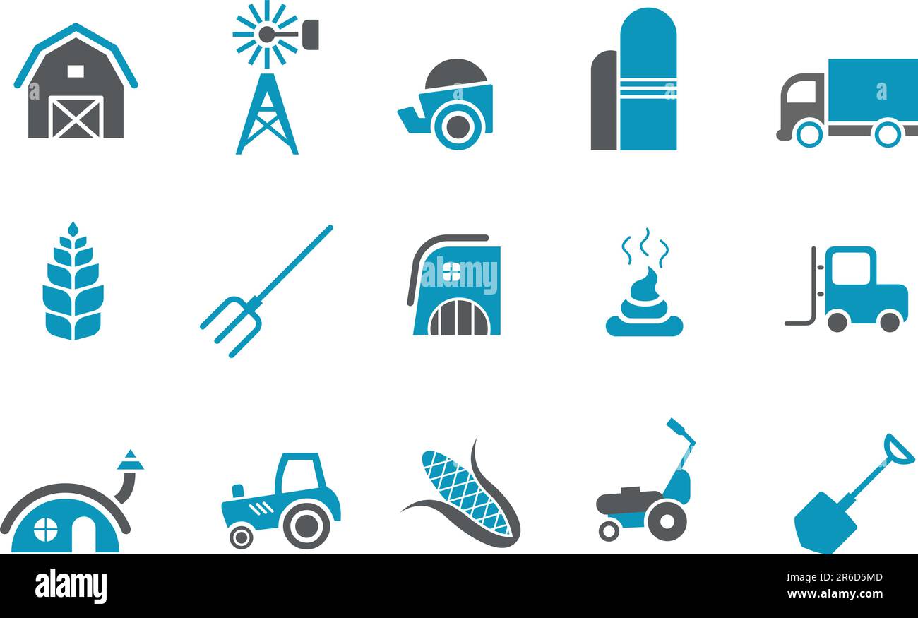 Vector Icons Pack – Blue Series, Farm-Kollektion Stock Vektor