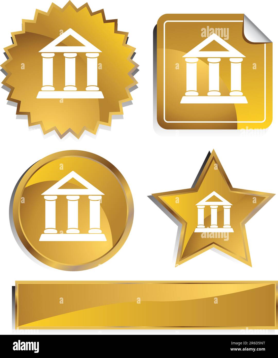 Reihe von 3D gold Chrome Icons - Regierungsgebäude. Stock Vektor